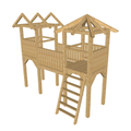 Bauplan Spielturm 2 3D-Ansicht schräg von vorn