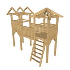 Bauplan Spielturm 2 3D-Ansicht schräg von vorn