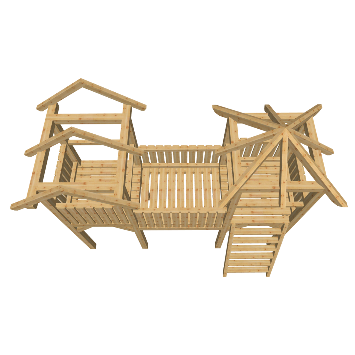 Bauplan Spielturm 2 3D-Draufsicht
