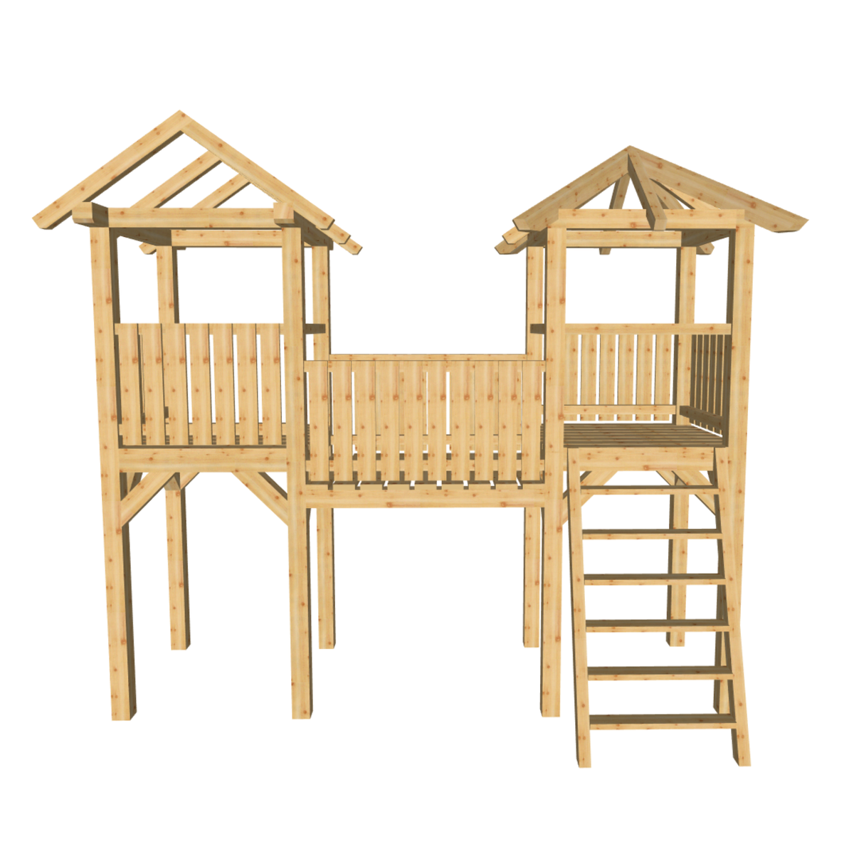 Bauplan Spielturm 2 3D-Frontansicht