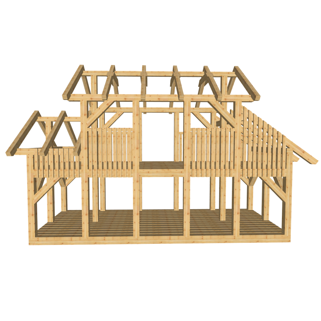 Bauplan Spielturm 6 3D-Frontansicht