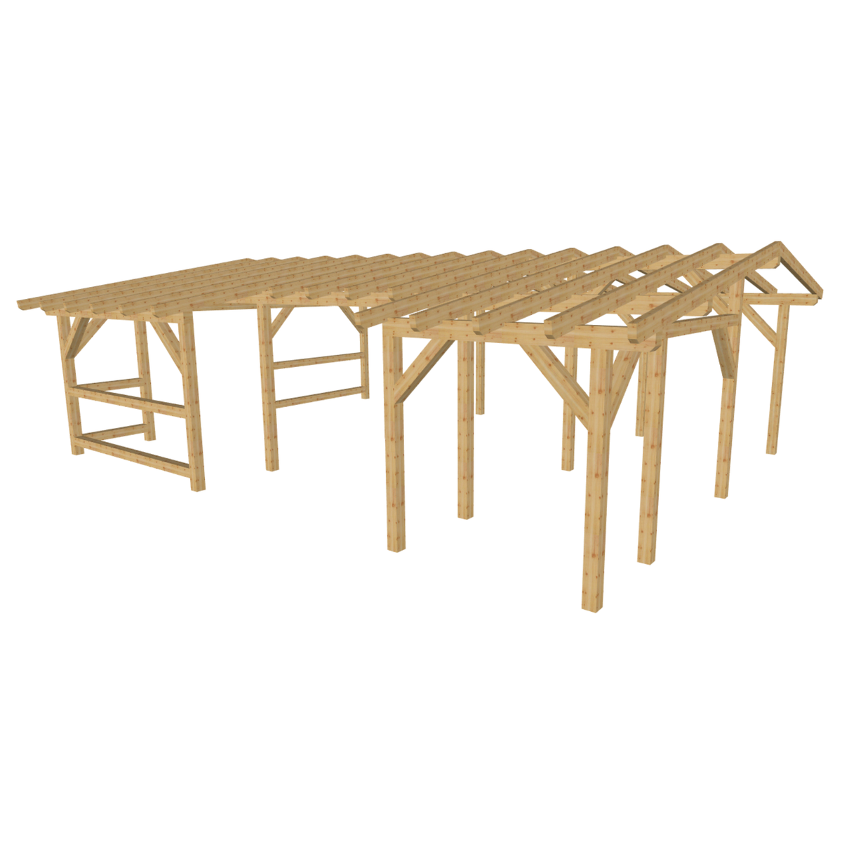 Bauplan Überdachung 12 3D-Ansicht schräg von vorn