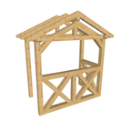 Bauplan Vordach-Satteldach 11 3D-Ansicht schräg von vorn