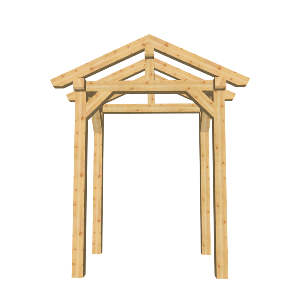 Bauplan Vordach-Satteldach 6 3D-Frontansicht
