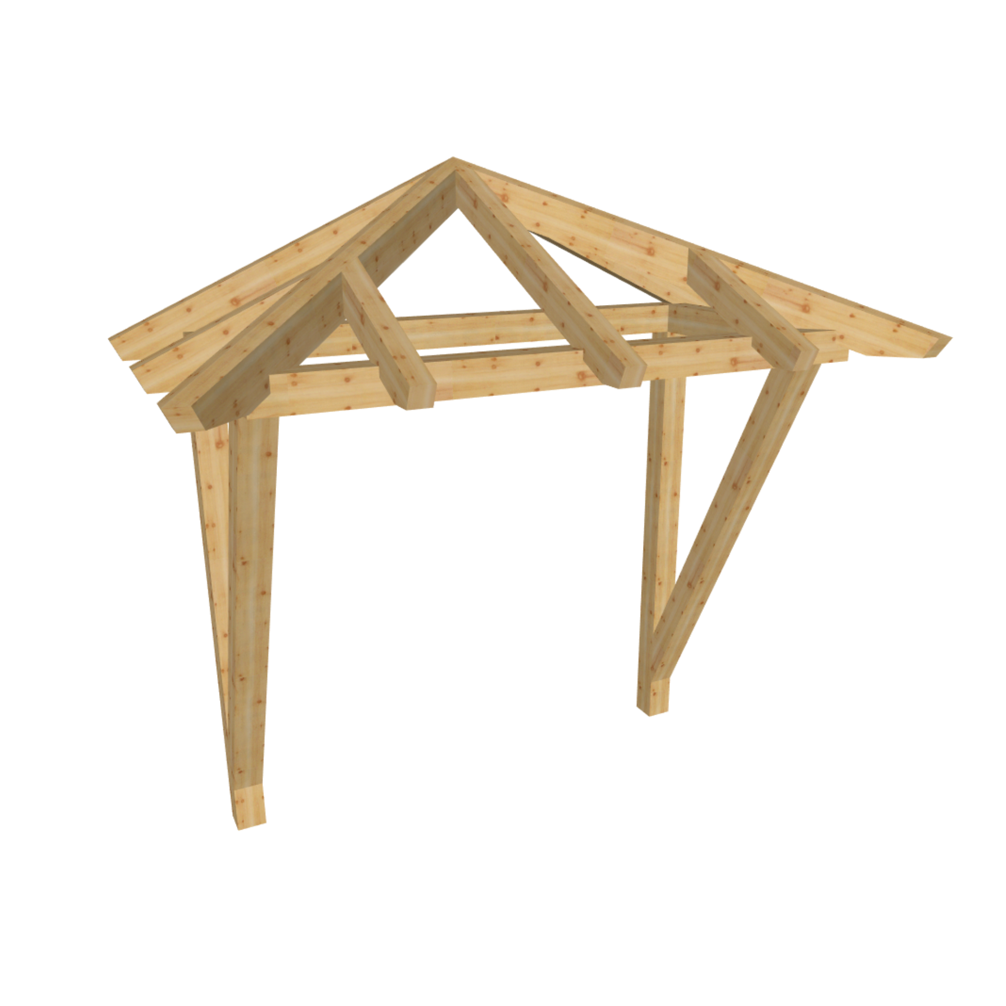 Bauplan Vordach-Walmdach 1 3D-Ansicht schräg von vorn
