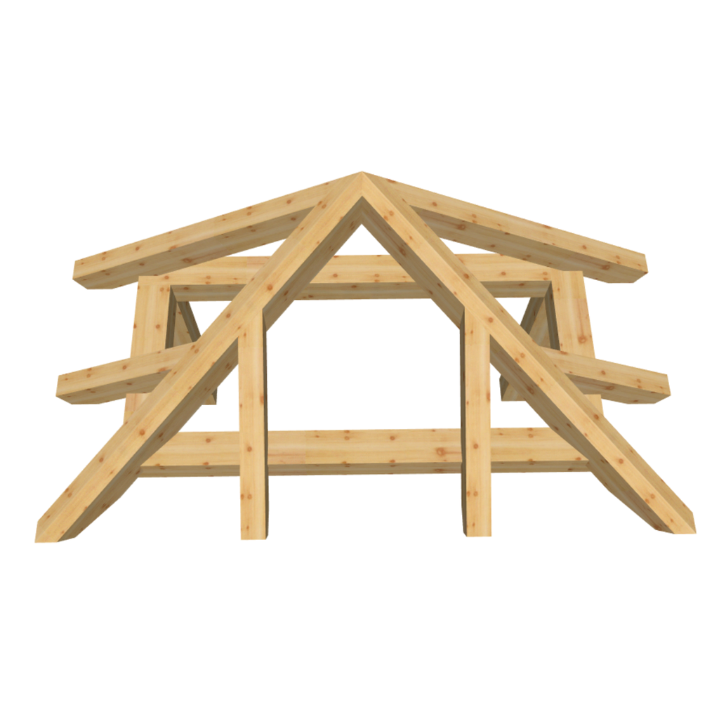 Bauplan Vordach-Walmdach 10 3D-Draufsicht