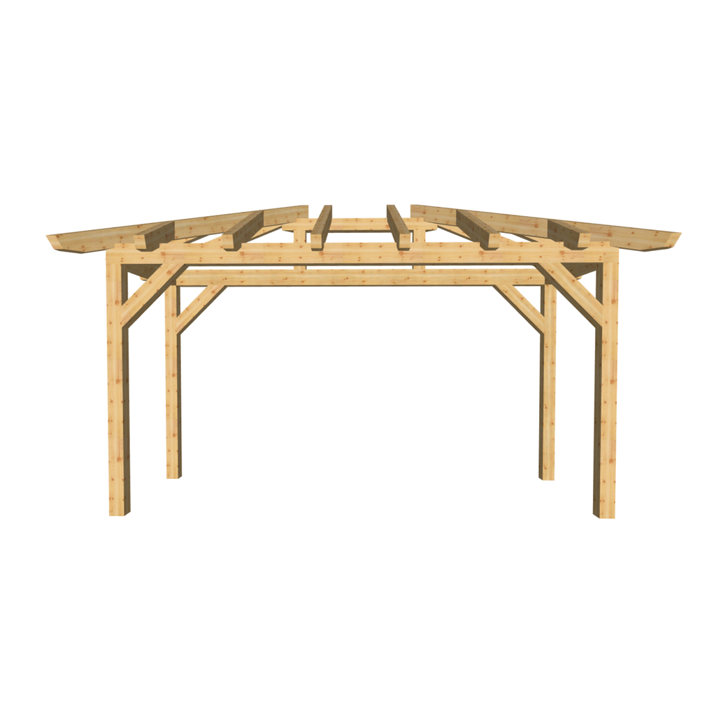 Bauplan Vordach-Walmdach 11 3D-Frontansicht