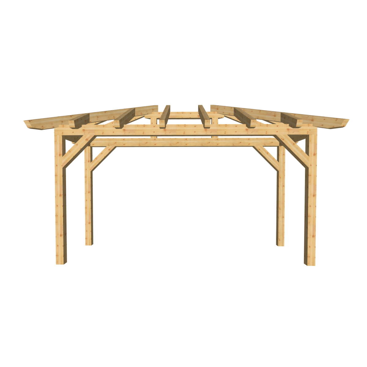 Bauplan Vordach-Walmdach 11 3D-Frontansicht