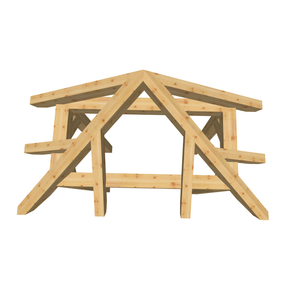 Bauplan Vordach-Walmdach 6 3D-Draufsicht