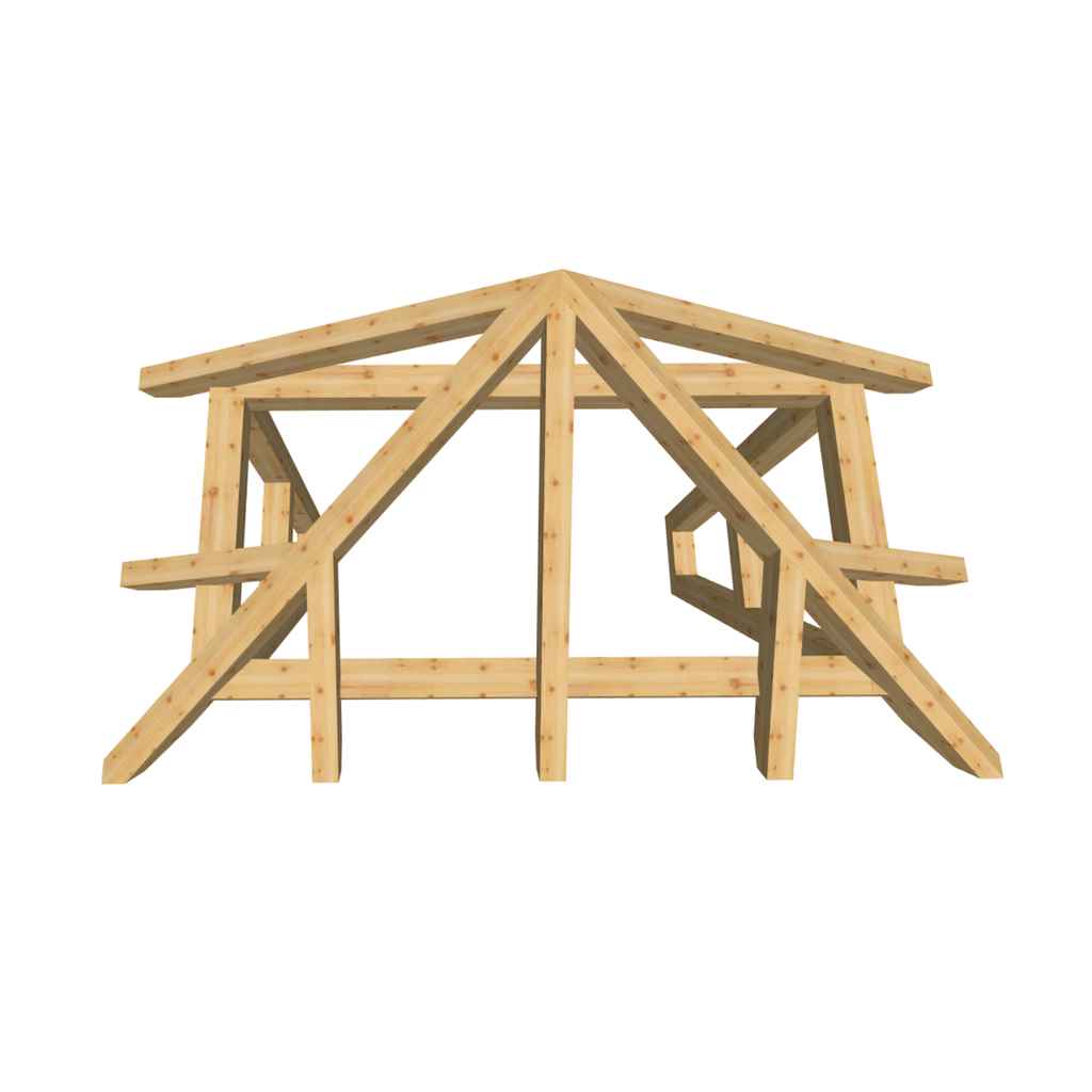 Bauplan Vordach-Walmdach 7 3D-Draufsicht