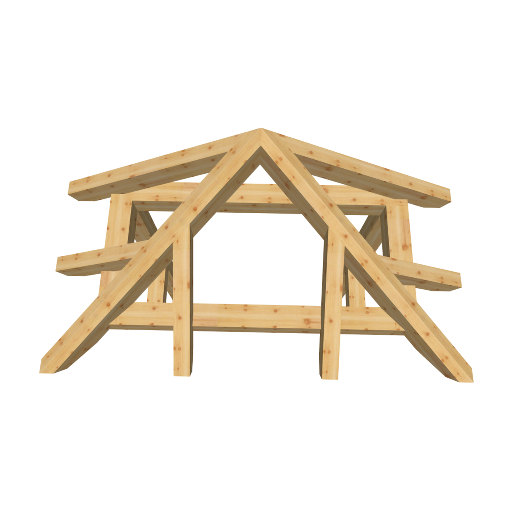 Bauplan Vordach-Walmdach 8 3D-Draufsicht