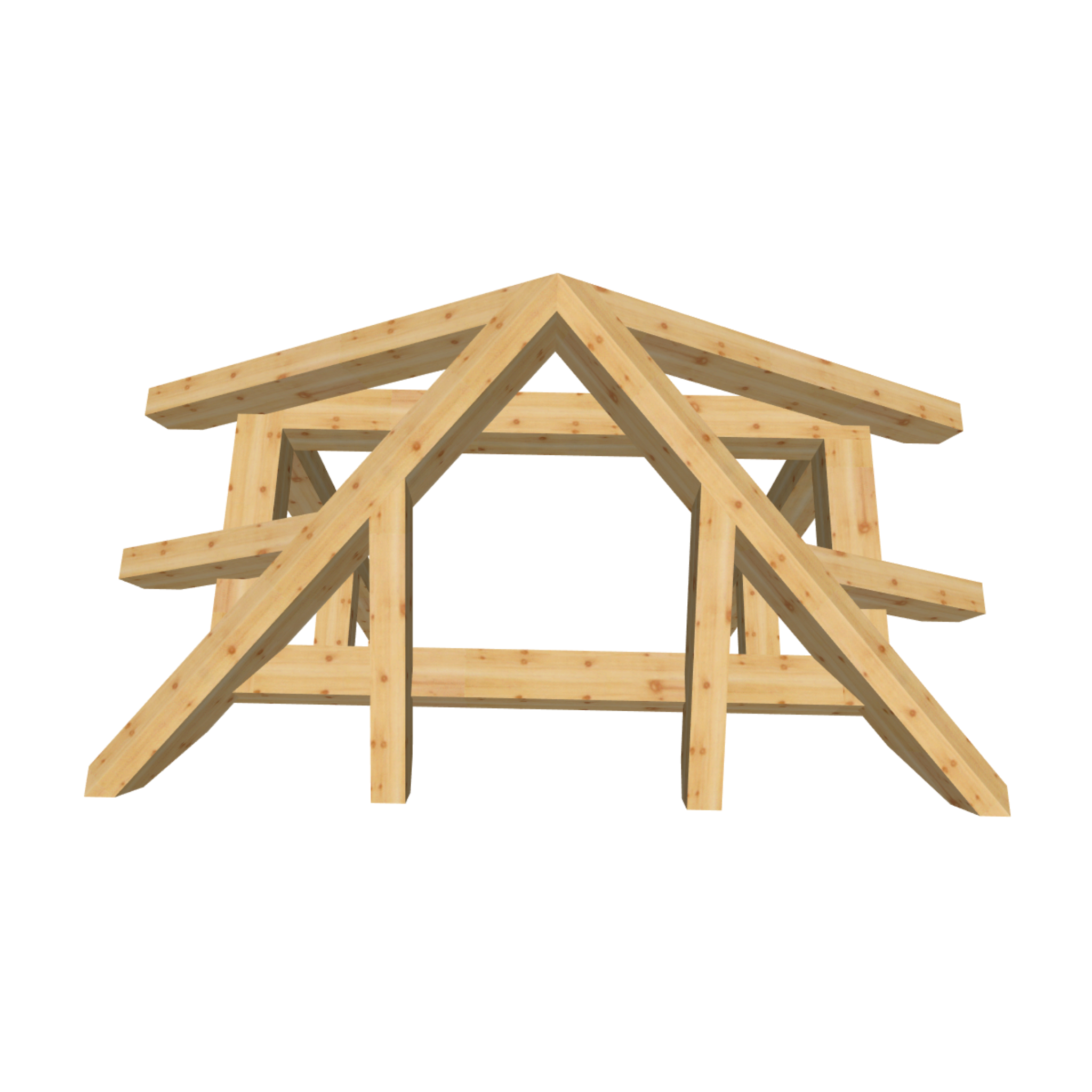 Bauplan Vordach-Walmdach 8 3D-Draufsicht