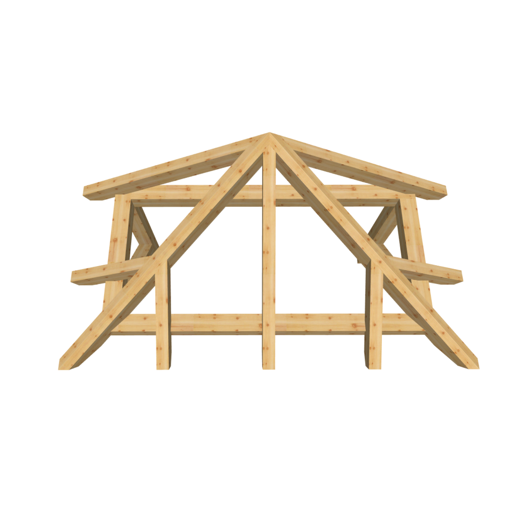 Bauplan Vordach-Walmdach 9 3D-Draufsicht
