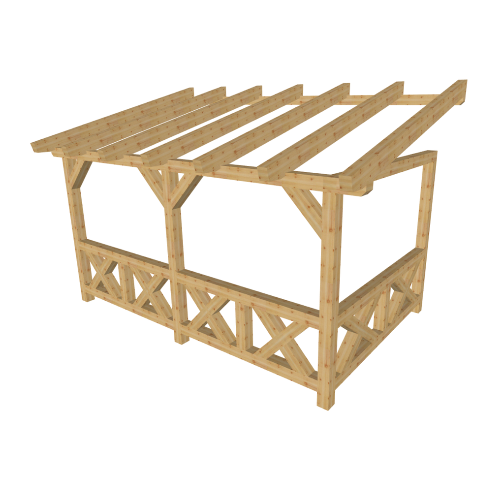 Bauplan Wand-Pergola 1 3D-Ansicht schräg von vorn