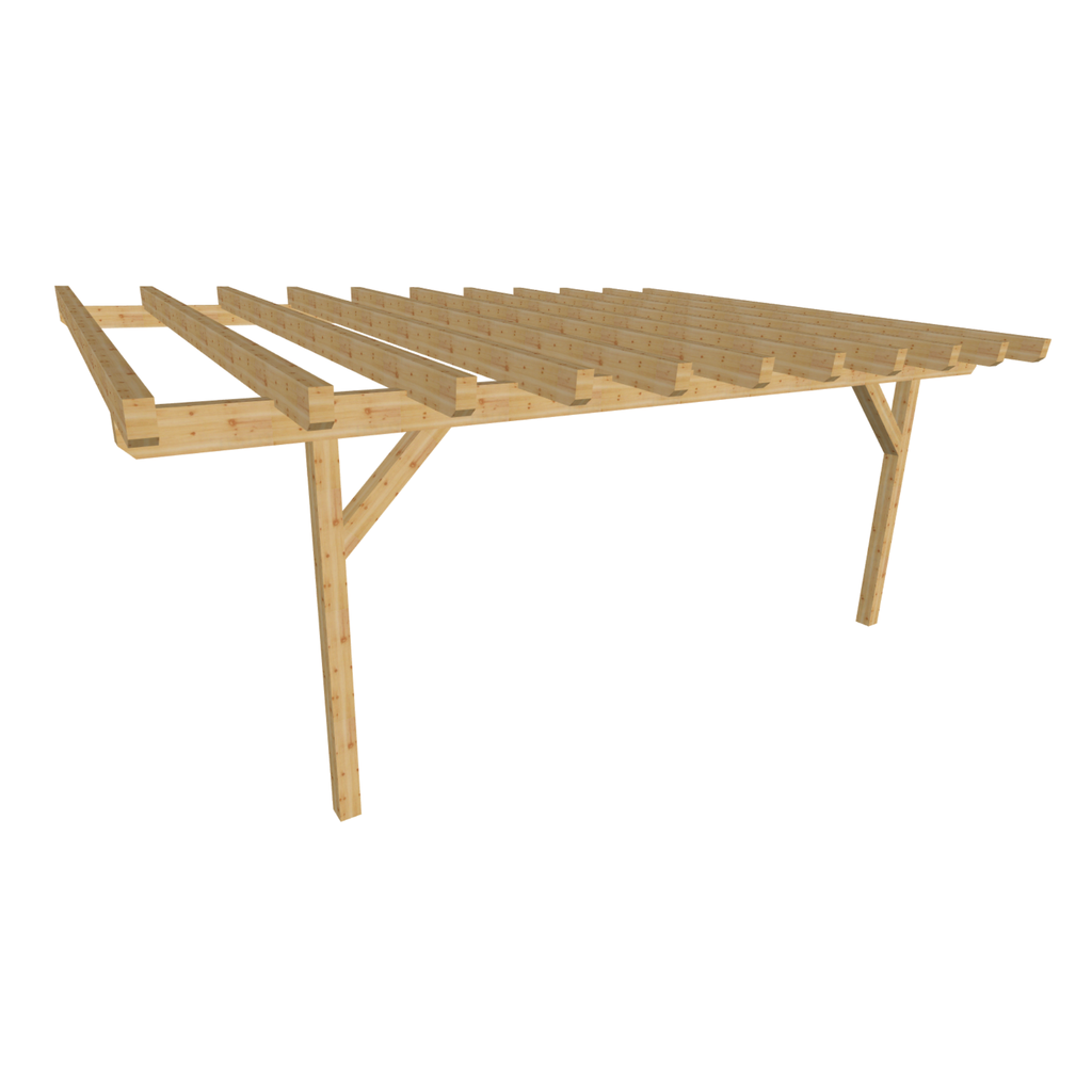 Bauplan Wand-Pergola 10 3D-Ansicht schräg von vorn
