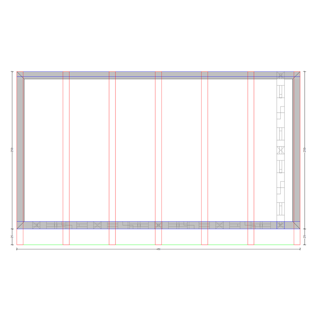 Bauplan Wand-Pergola 1 Draufsicht mit Bemaßung