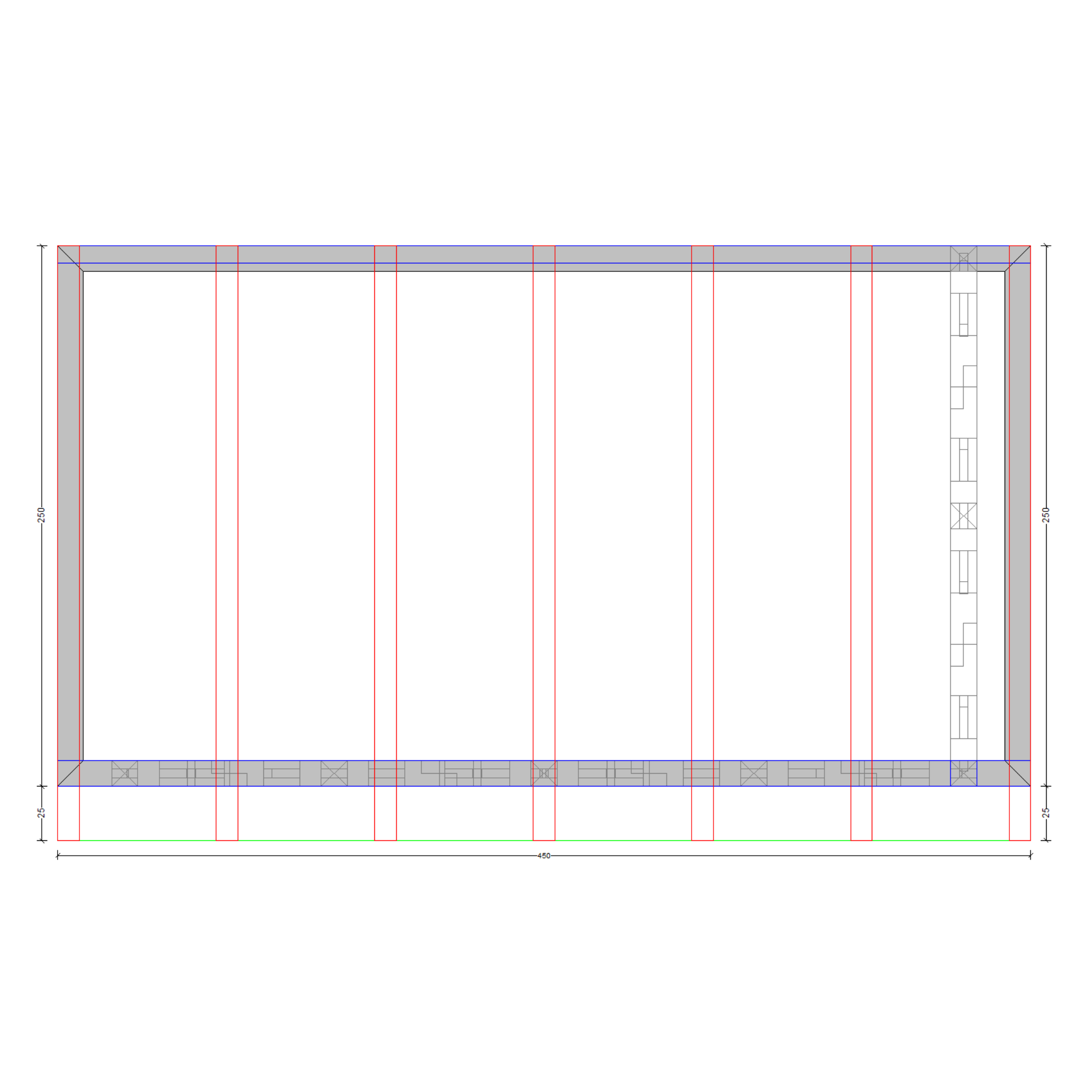 Bauplan Wand-Pergola 1 Draufsicht mit Bemaßung