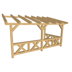 Bauplan Wand-Pergola 2 3D-Ansicht schräg von vorn