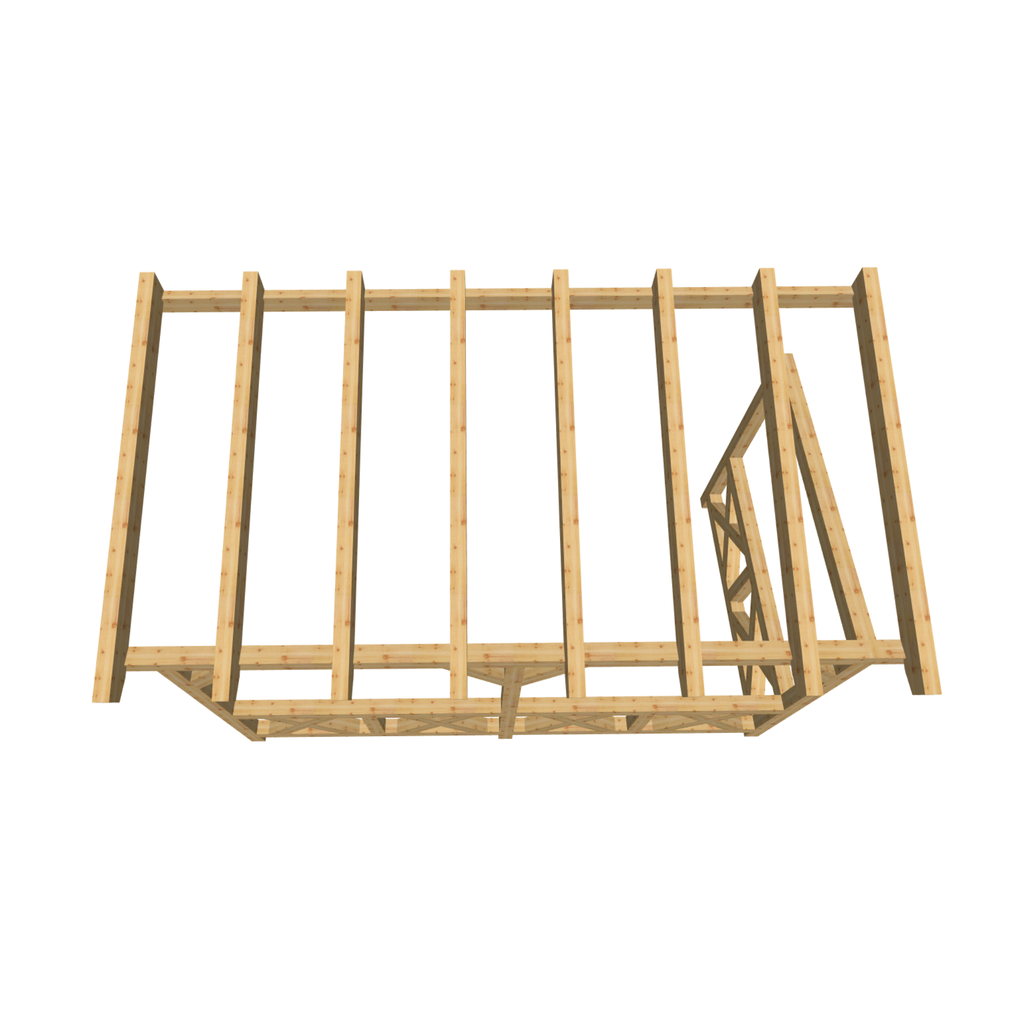 Bauplan Wand-Pergola 2 3D-Draufsicht