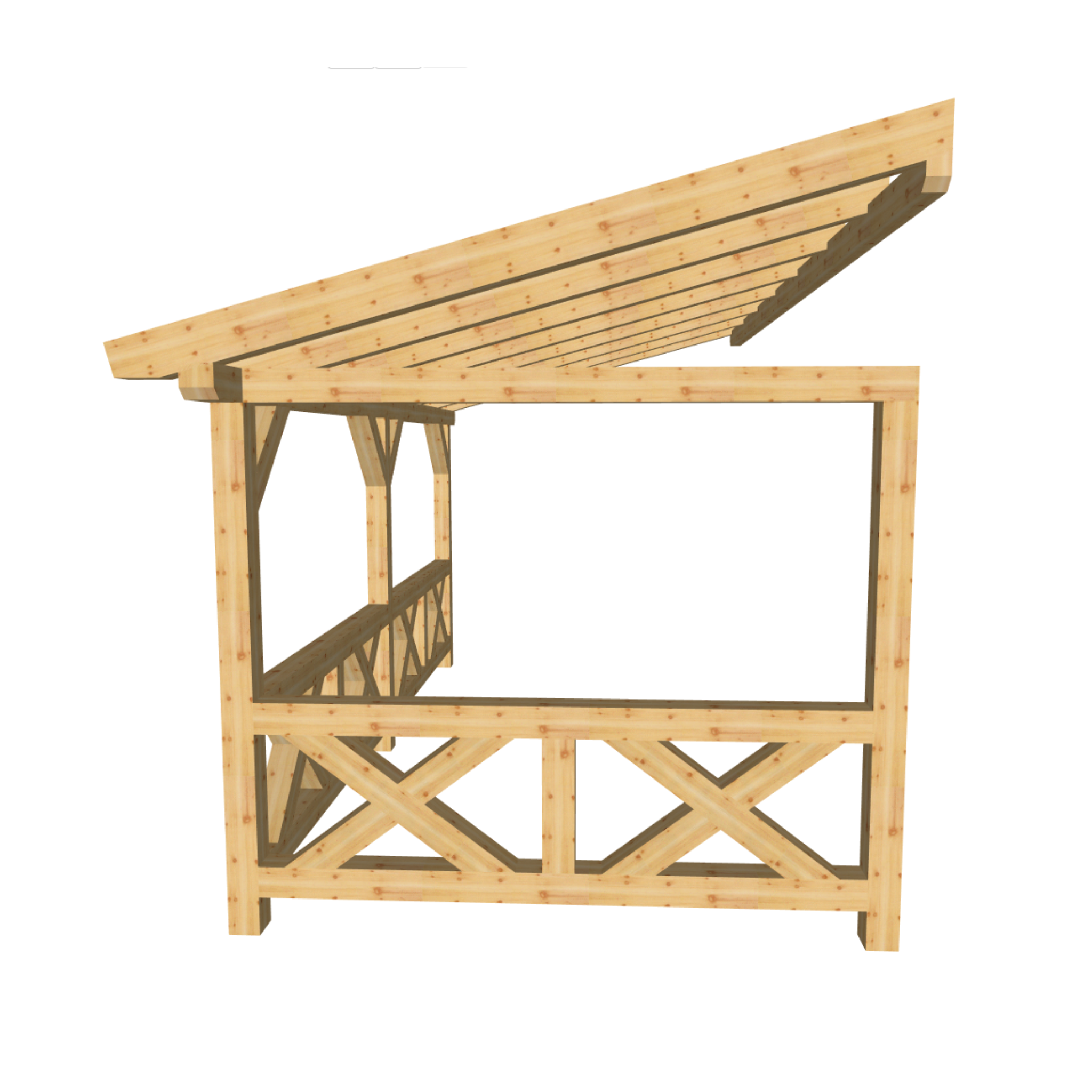 Bauplan Wand-Pergola 2 3D-Frontansicht