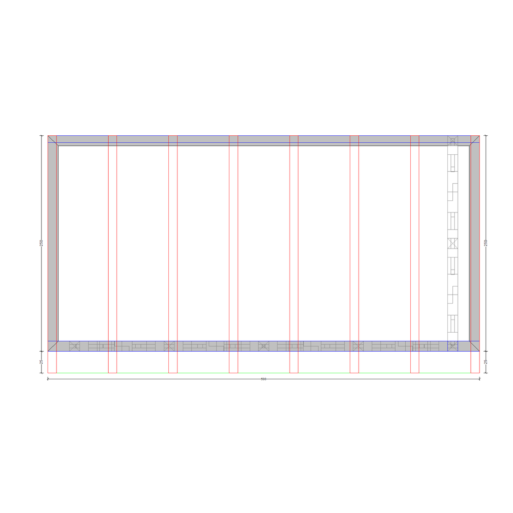 Bauplan Wand-Pergola 2 Draufsicht mit Bemaßung