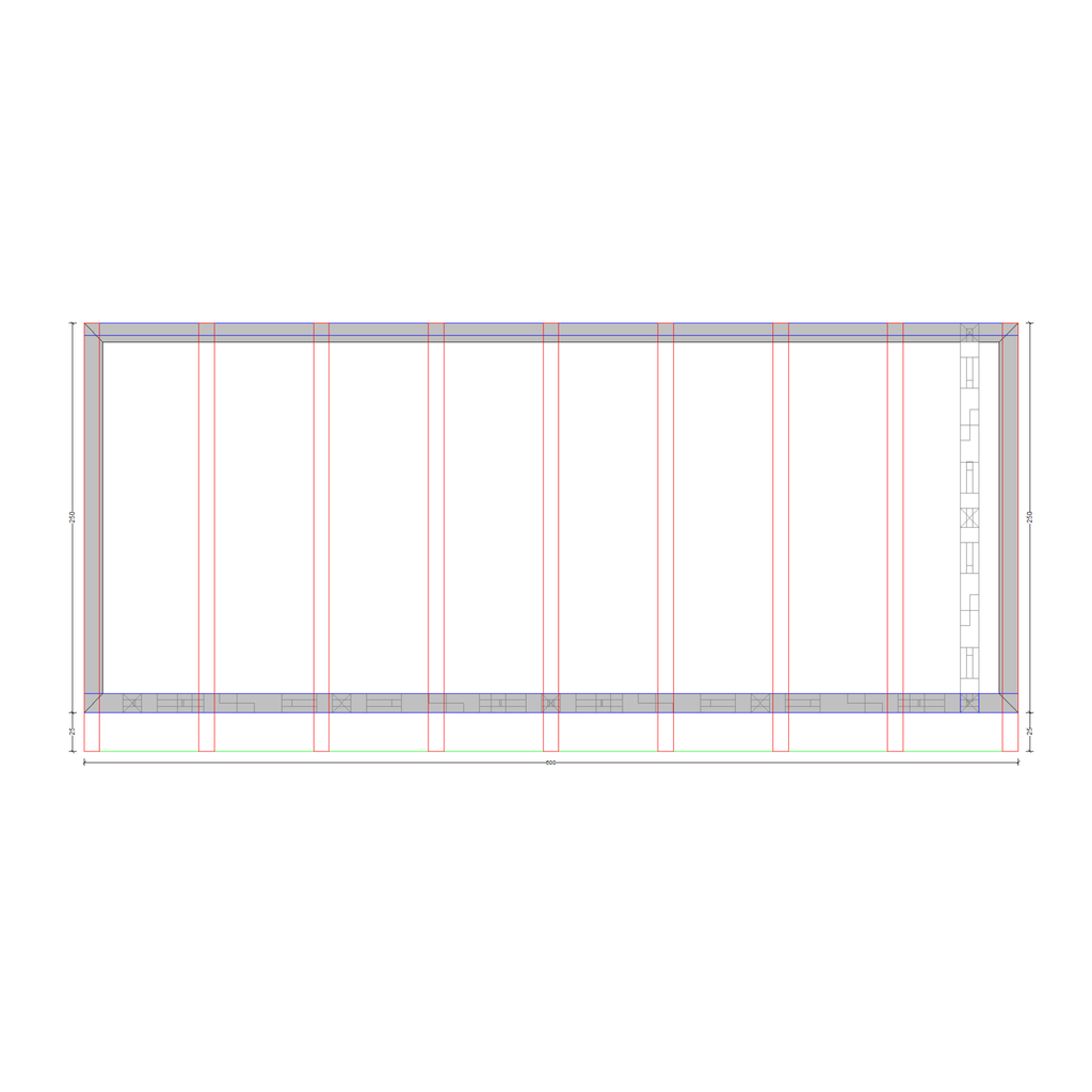 Bauplan Wand-Pergola 3 Draufsicht mit Bemaßung