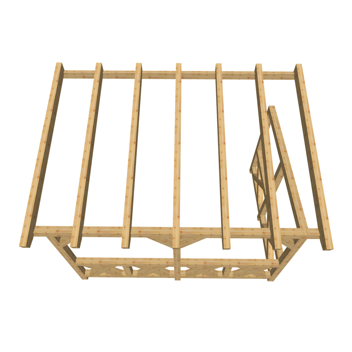 Bauplan Wand-Pergola 4 3D-Draufsicht