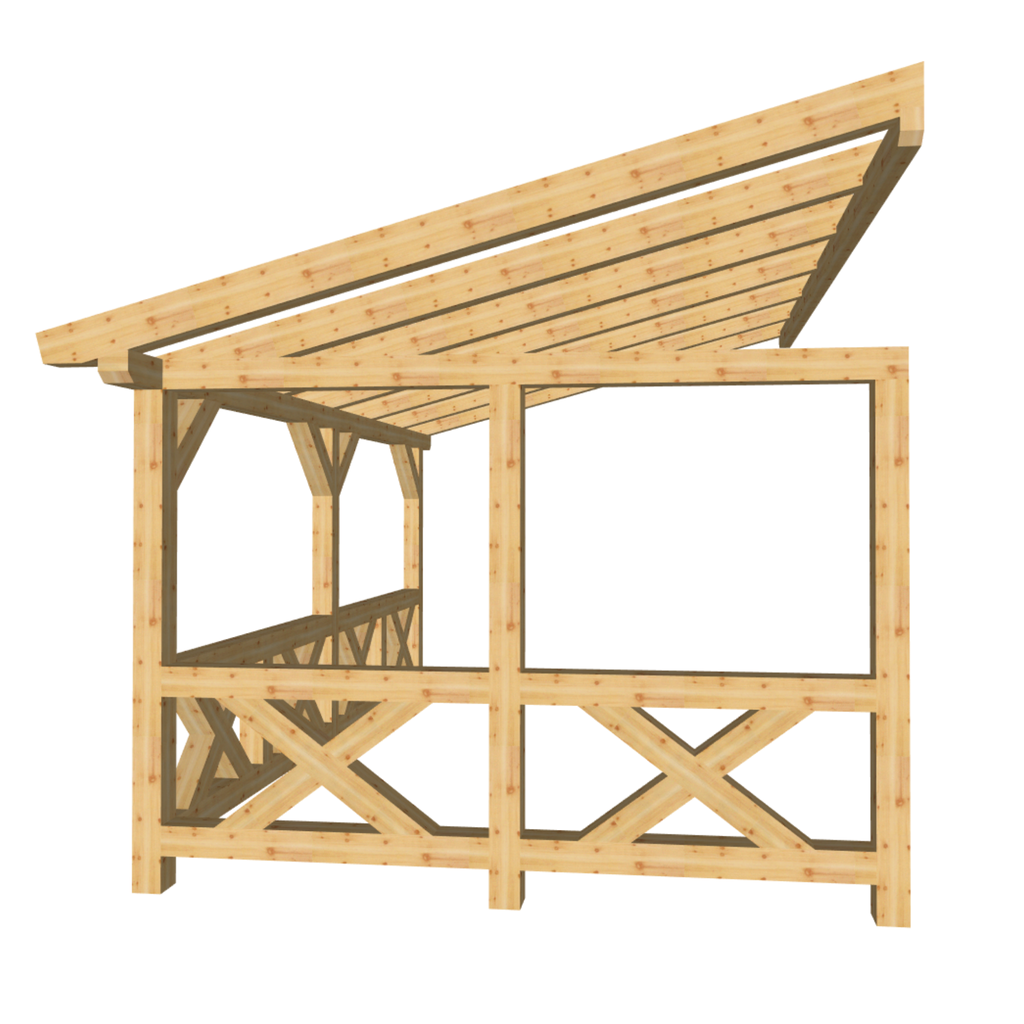 Bauplan Wand-Pergola 4 3D-Frontansicht