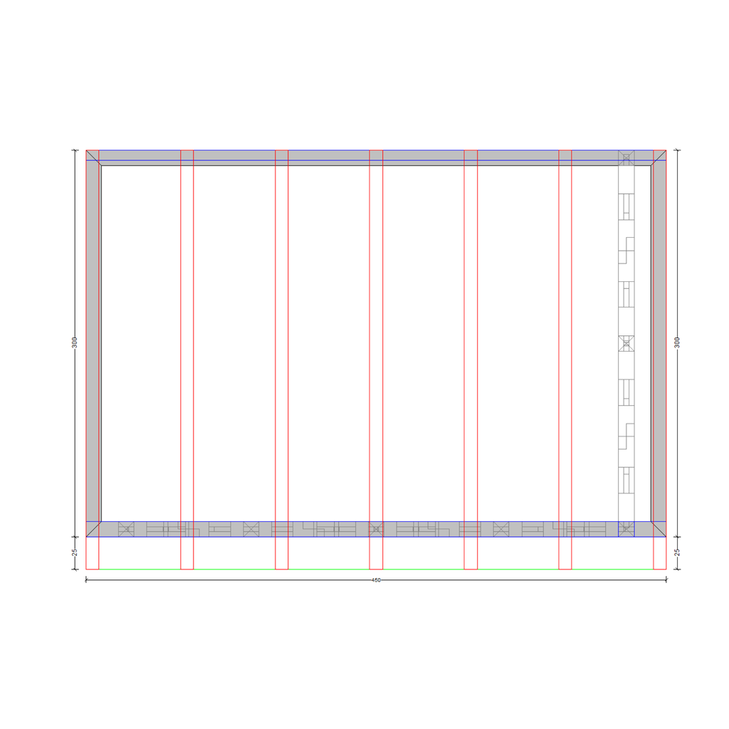 Bauplan Wand-Pergola 4 Draufsicht mit Bemaßung