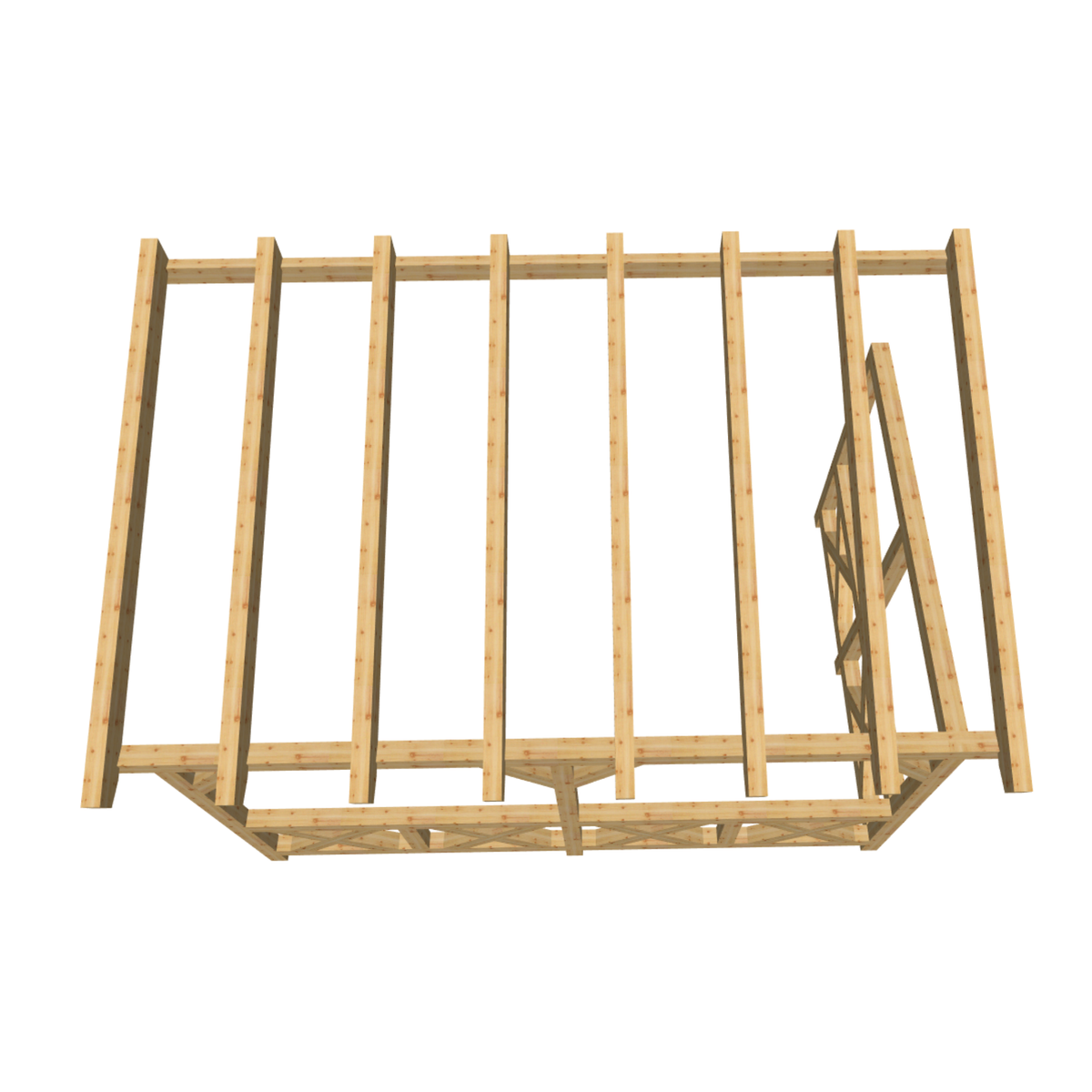 Bauplan Wand-Pergola 5 3D-Draufsicht