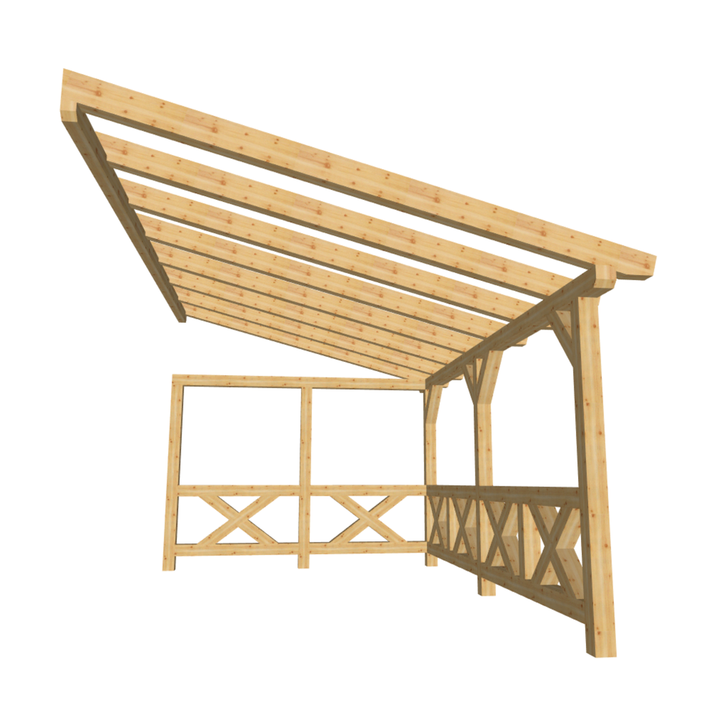 Bauplan Wand-Pergola 5 3D-Frontansicht