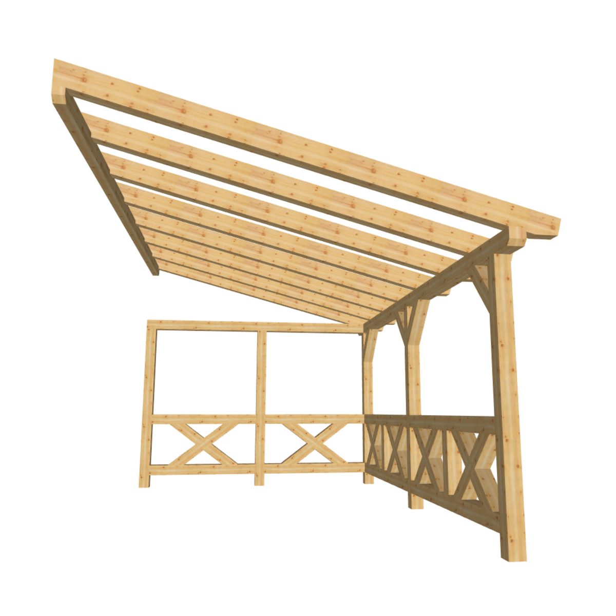 Bauplan Wand-Pergola 5 3D-Frontansicht