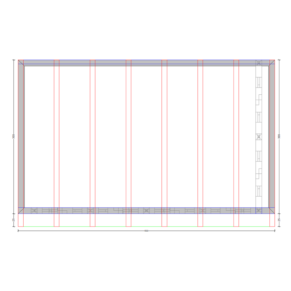 Bauplan Wand-Pergola 5 Draufsicht mit Bemaßung