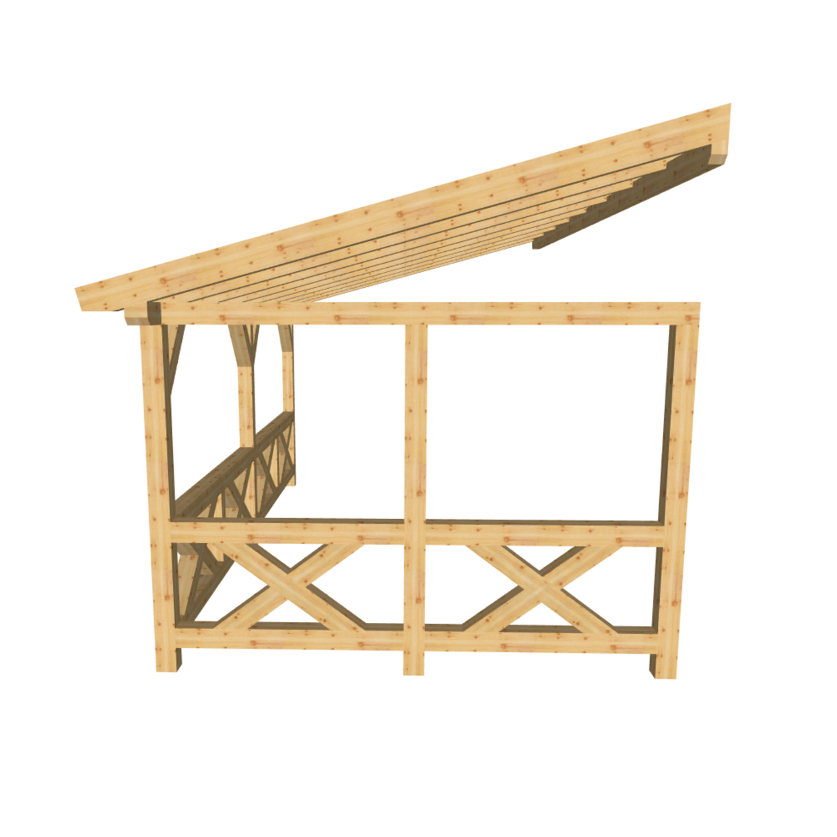 Bauplan Wand-Pergola 6 3D-Frontansicht