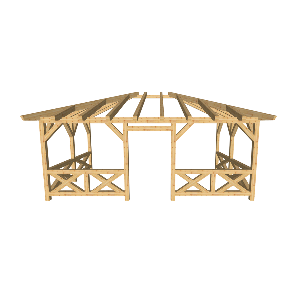 Bauplan Wand-Pergola 7 3D-Frontansicht