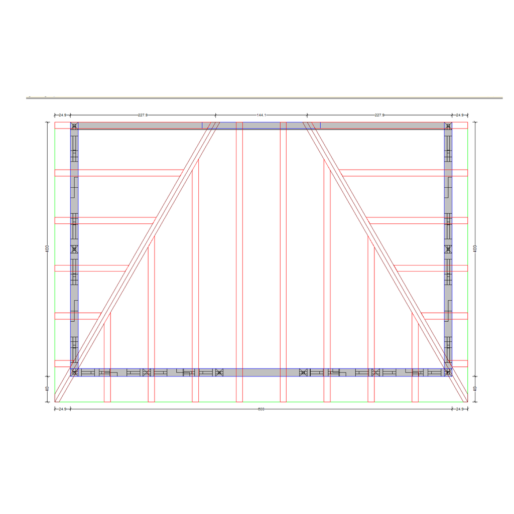 Bauplan Wand-Pergola 7 Draufsicht mit Bemaßung