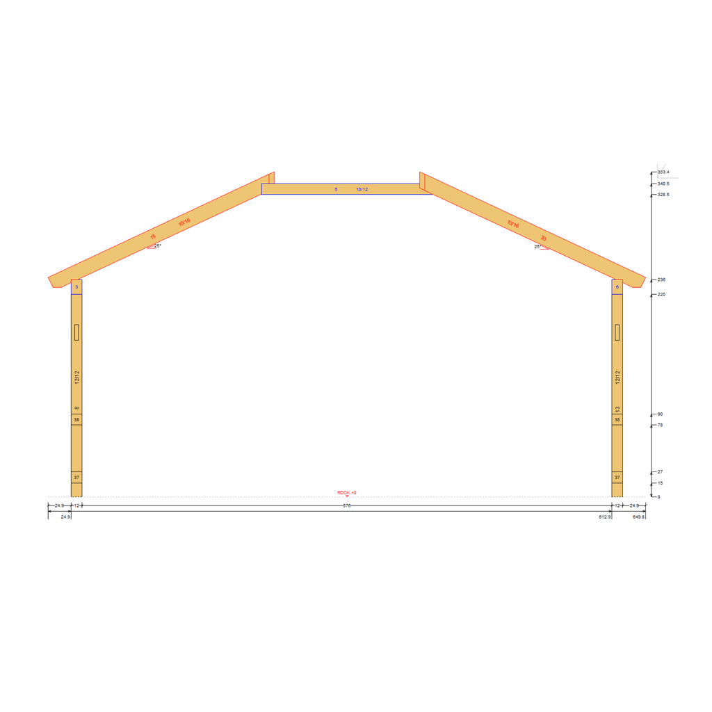 Bauplan Wand-Pergola 7 Querschnitt mit Bemaßung