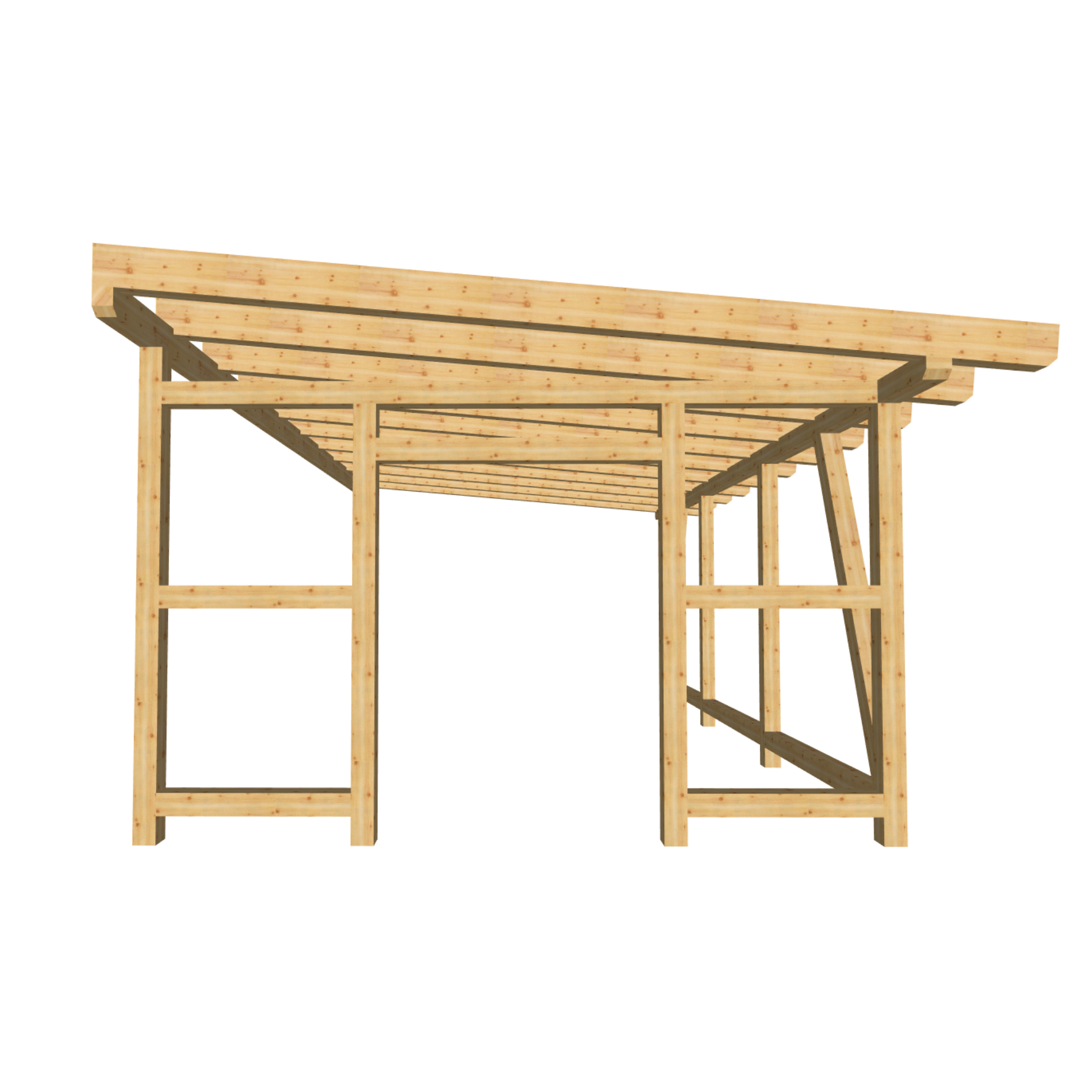 Bauplan Wand-Pergola 8 3D-Frontansicht
