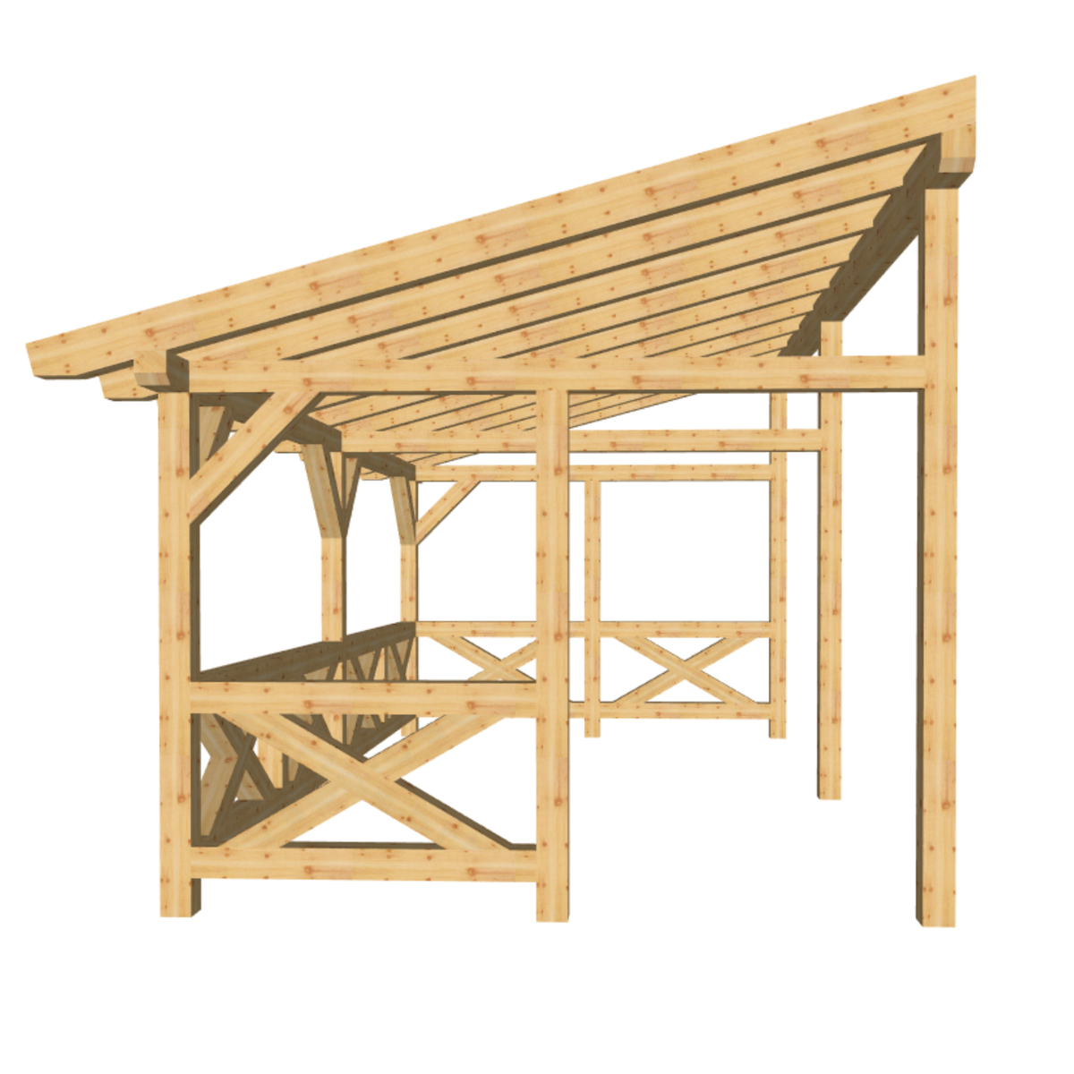 Bauplan Wand-Pergola 9 3D-Frontansicht