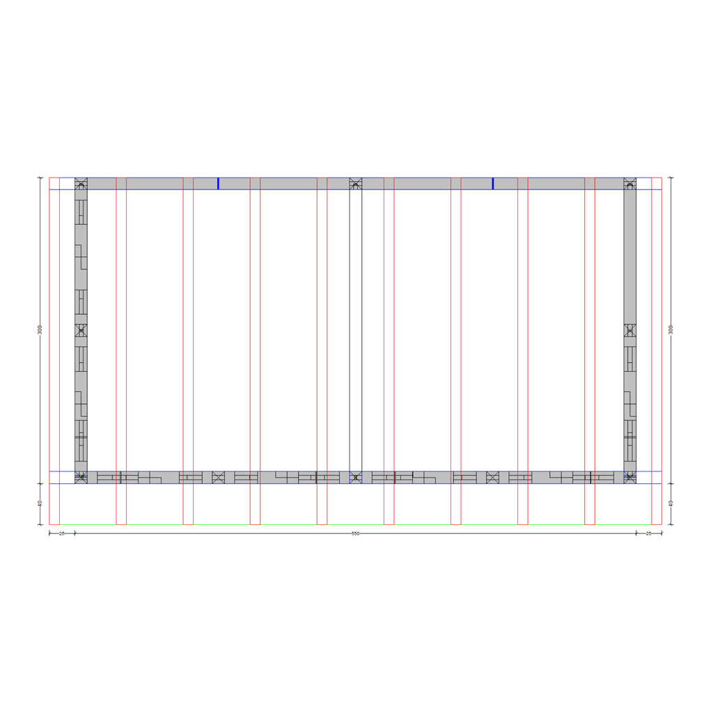 Bauplan Wand-Pergola 9 Draufsicht mit Bemaßung