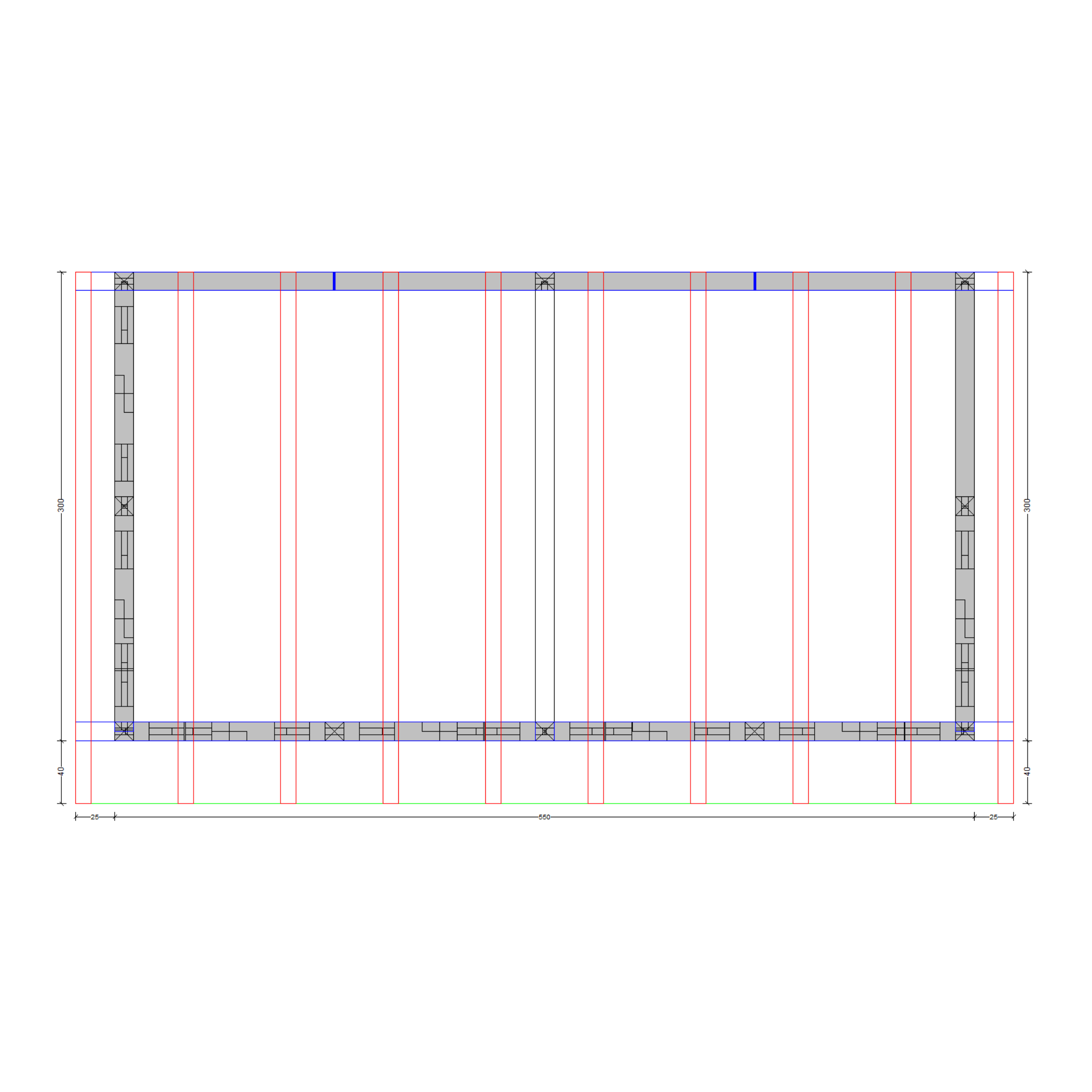 Bauplan Wand-Pergola 9 Draufsicht mit Bemaßung