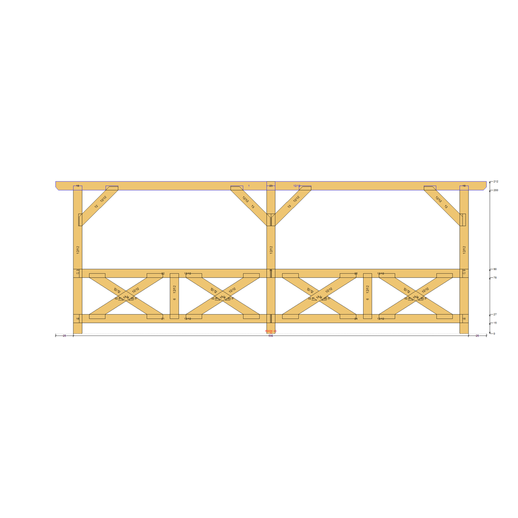 Bauplan Wand-Pergola 9 Seitenansicht mit Bemaßung