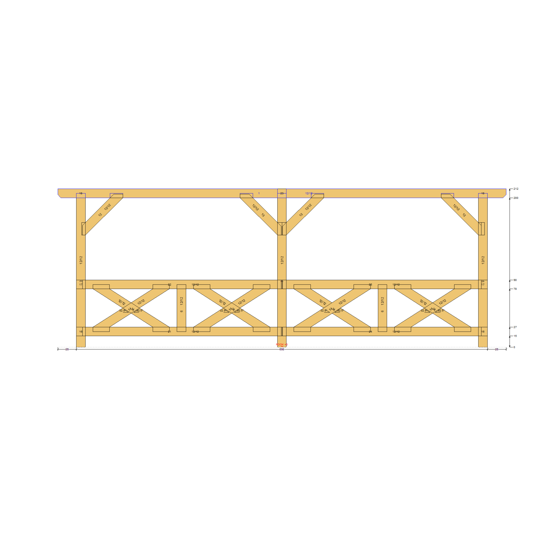 Bauplan Wand-Pergola 9 Seitenansicht mit Bemaßung
